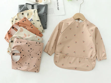 Baveta impermeabila cu maneca lunga - Grey & Dots, 6-12 luni, Poliester