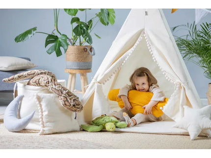MEGA Set Cort teepee pentru copii, 110 cm x 110 cm - Cream Cloud - Bebeboo - Totul pentru copii. Jucării, Hăinuțe, Perne, Mobilier, Textile