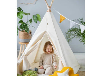 MEGA Set Cort teepee pentru copii, 110 cm x 110 cm - Cream Cloud - Bebeboo - Totul pentru copii. Jucării, Hăinuțe, Perne, Mobilier, Textile