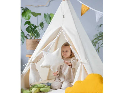 MEGA Set Cort teepee pentru copii, 110 cm x 110 cm - Cream Cloud - Bebeboo - Totul pentru copii. Jucării, Hăinuțe, Perne, Mobilier, Textile