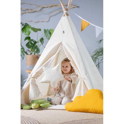 MEGA Set Cort teepee pentru copii, 110 cm x 110 cm - Cream Cloud