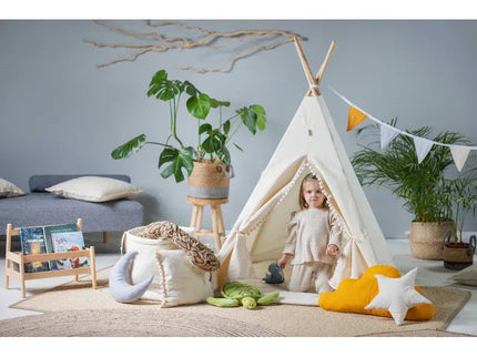 MEGA Set Cort teepee pentru copii, 110 cm x 110 cm - Cream Cloud - Bebeboo - Totul pentru copii. Jucării, Hăinuțe, Perne, Mobilier, Textile