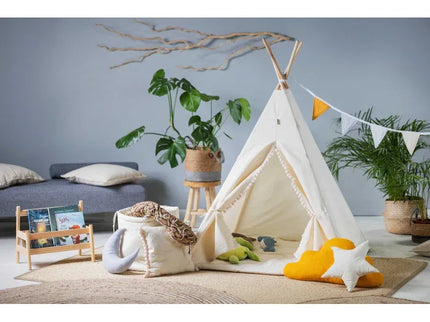MEGA Set Cort teepee pentru copii, 110 cm x 110 cm - Cream Cloud - Bebeboo - Totul pentru copii. Jucării, Hăinuțe, Perne, Mobilier, Textile