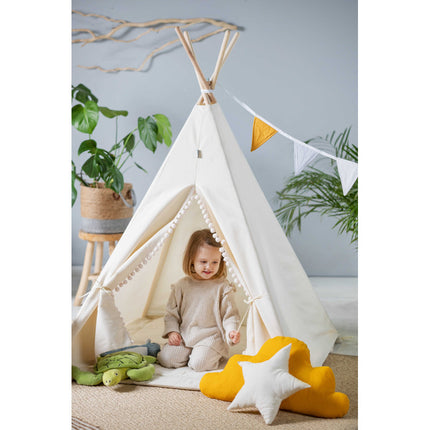 MEGA Set Cort teepee pentru copii, 110 cm x 110 cm - Cream Cloud