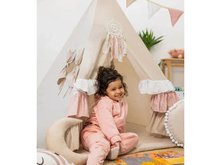 MEGA Set Cort teepee pentru copii, 110 cm x 110 cm - Sweet Ruffles - Bebeboo - Totul pentru copii. Jucării, Hăinuțe, Perne, Mobilier, Textile