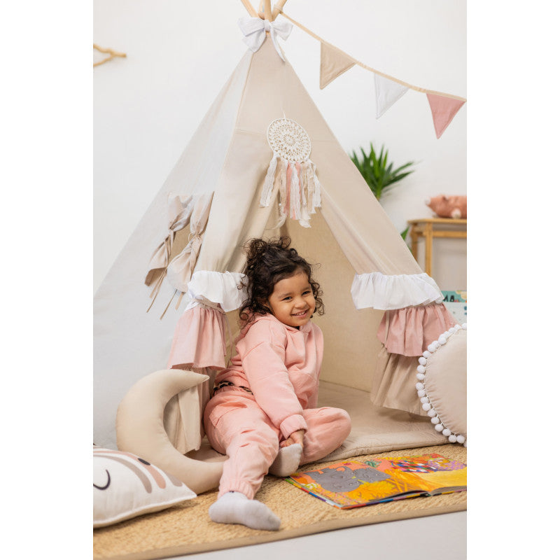 MEGA Set Cort teepee pentru copii, 110 cm x 110 cm - Sweet Ruffles
