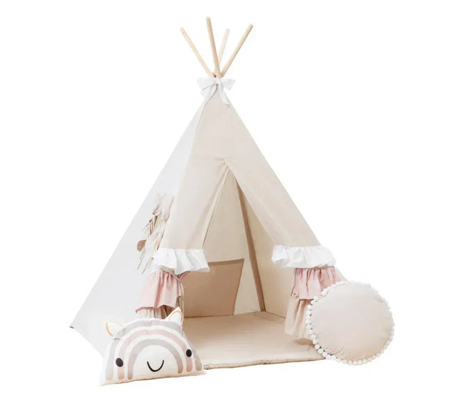 Cort teepee pentru copii, 110 cm x 110 cm - Sweet Ruffles - Bebeboo - Totul pentru copii. Jucării, Hăinuțe, Perne, Mobilier, Textile