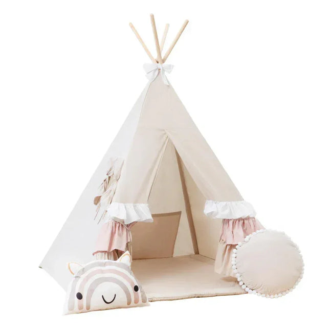 Cort teepee pentru copii, 110 cm x 110 cm - Sweet Ruffles - Bebeboo - Totul pentru copii. Jucării, Hăinuțe, Perne, Mobilier, Textile