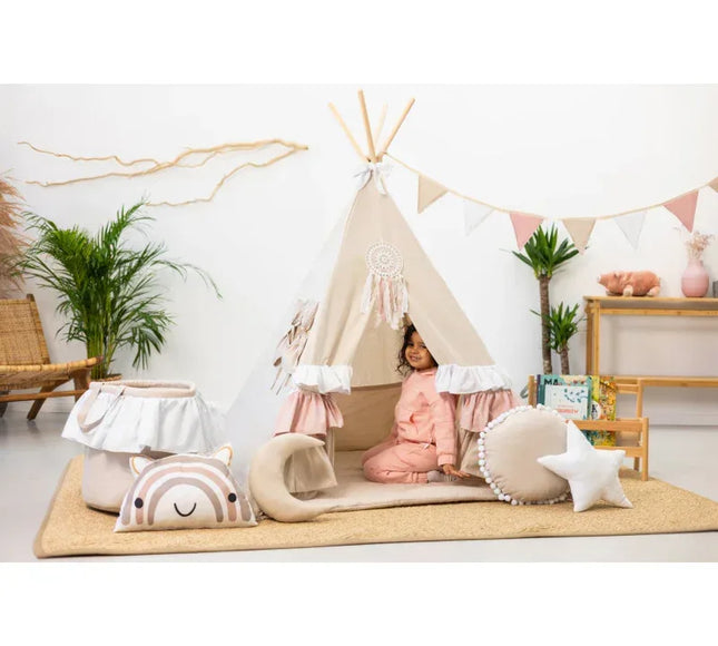 Cort teepee pentru copii, 110 cm x 110 cm - Sweet Ruffles - Bebeboo - Totul pentru copii. Jucării, Hăinuțe, Perne, Mobilier, Textile