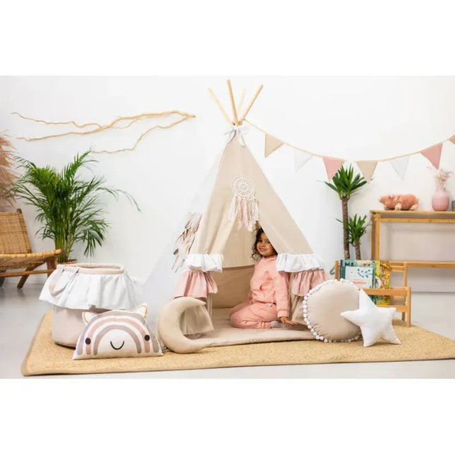 Cort teepee pentru copii, 110 cm x 110 cm - Sweet Ruffles - Bebeboo - Totul pentru copii. Jucării, Hăinuțe, Perne, Mobilier, Textile