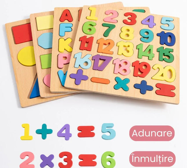 Puzzle Incastru 3D din Lemn cu 20 de Cifre - Bebeboo - Totul pentru copii. Jucării, Hăinuțe, Perne, Mobilier, Textile