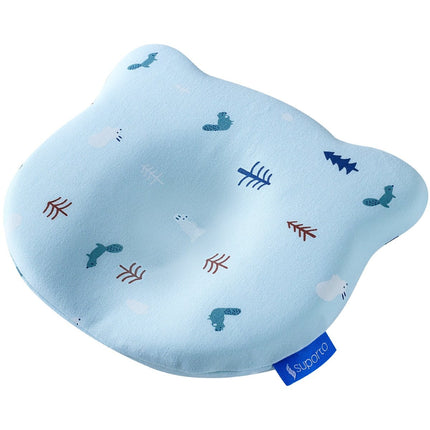 Perna Bebelusi cu Suport Ortopedic Impotriva Plagiocefaliei, Spuma cu Memorie Hipoalergenica, Ideala pentru Formarea Capului, Pentru Copii de la 0 luni la 1 an Fata de perna din bumbac, Forma Urs