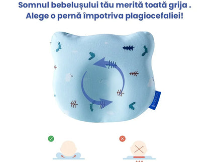 Perna Bebelusi cu Suport Ortopedic Impotriva Plagiocefaliei, Spuma cu Memorie Hipoalergenica, Ideala pentru Formarea Capului, Pentru Copii de la 0 luni la 1 an Fata de perna din bumbac, Forma Urs - Bebeboo - Totul pentru copii. Jucării, Hăinuțe, Perne, Mobilier, Textile