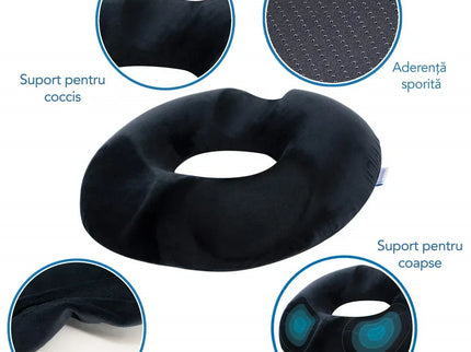 Perna de sezut pentru gravide | Perna Colac pentru hemoroizi, epiziotomie, de sezut | perna antihemoroizi - Culoare Negru | Donut - Bebeboo - Totul pentru copii. Jucării, Hăinuțe, Perne, Mobilier, Textile