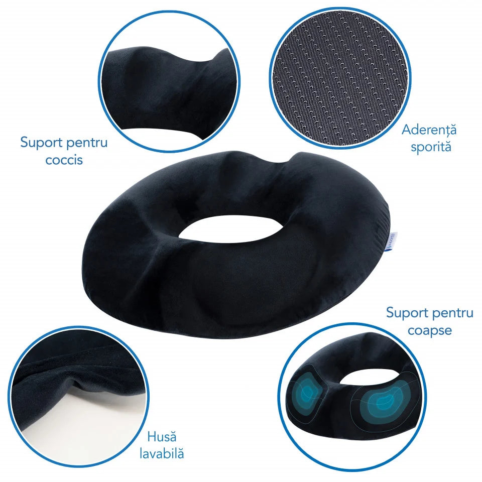 Perna de sezut pentru gravide | Perna Colac pentru hemoroizi, epiziotomie, de sezut | perna antihemoroizi - Culoare Negru | Donut
