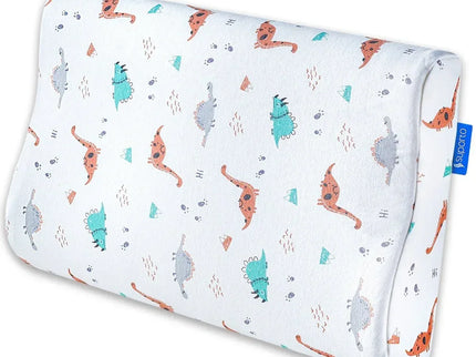 Perna copii Suporto Toddler, 2 - 9 ani, Ortopedica si Hipoalergenica din Spuma cu Memorie, 2 Inaltimi pentru dormit si Suport cervical, Husa Bumbac 100%, Alba, Model Dinozauri - Bebeboo - Totul pentru copii. Jucării, Hăinuțe, Perne, Mobilier, Textile