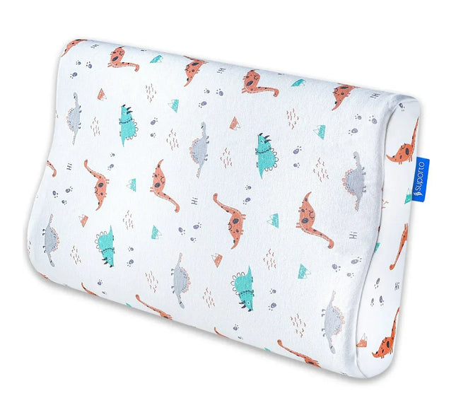 Perna copii Suporto Toddler, 2 - 9 ani, Ortopedica si Hipoalergenica din Spuma cu Memorie, 2 Inaltimi pentru dormit si Suport cervical, Husa Bumbac 100%, Alba, Model Dinozauri - Bebeboo - Totul pentru copii. Jucării, Hăinuțe, Perne, Mobilier, Textile