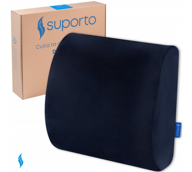 Perna Lombara Suporto Slim, Partenerul ideal pentru un spate drept si fara dureri! Suport lombar pentru scaun auto sau de birou, Culoare Neagra