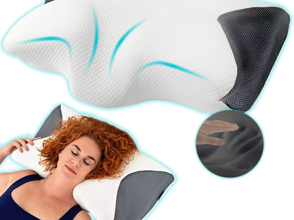 Perna Ortopedica Cervicala Suporto Wings din spuma cu memorie si extensii - Cu Infuzie de Carbon