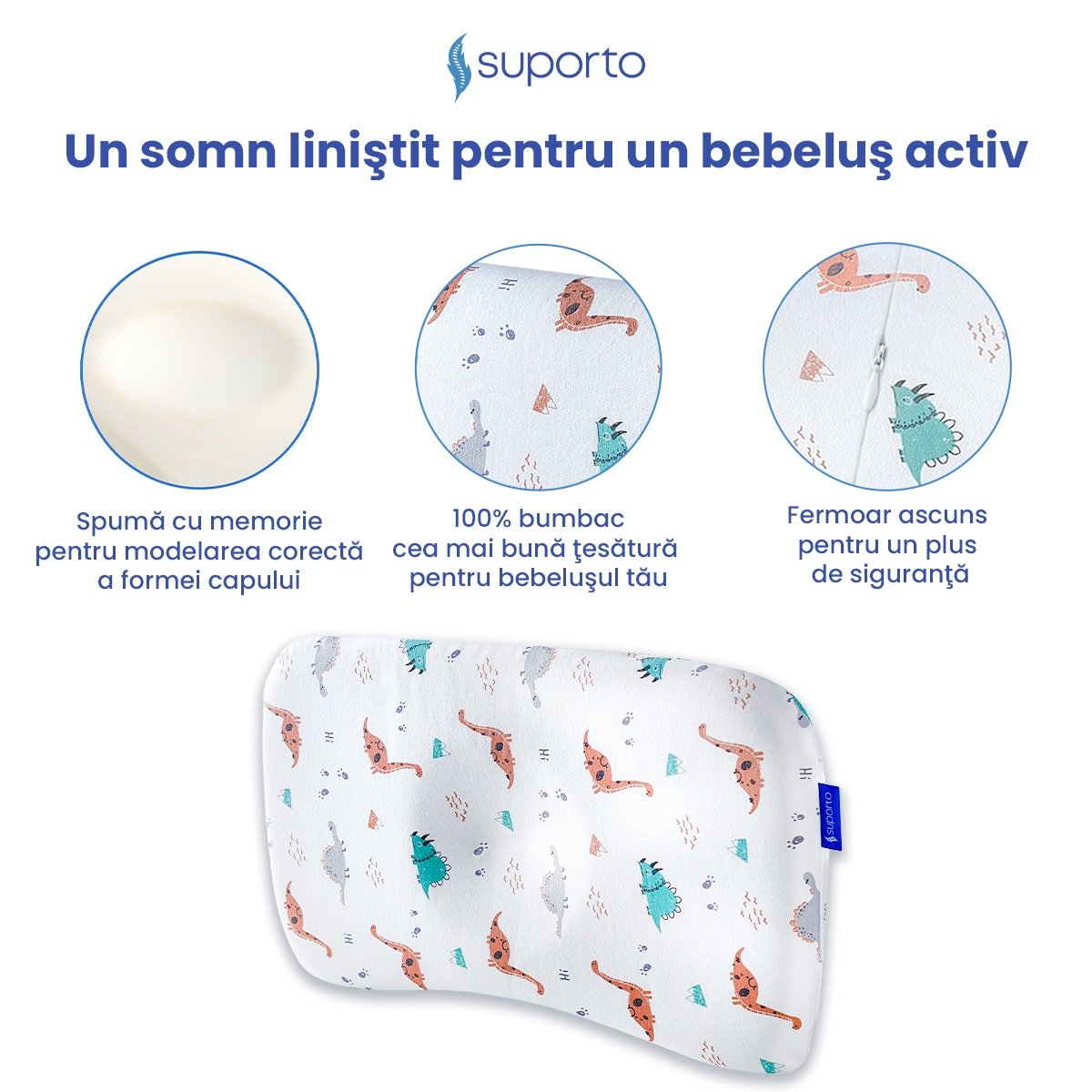 Perna ortopedica pentru bebelusi | Perna bebe nou nascuti 8-24 luni | Impotriva plagiocefaliei