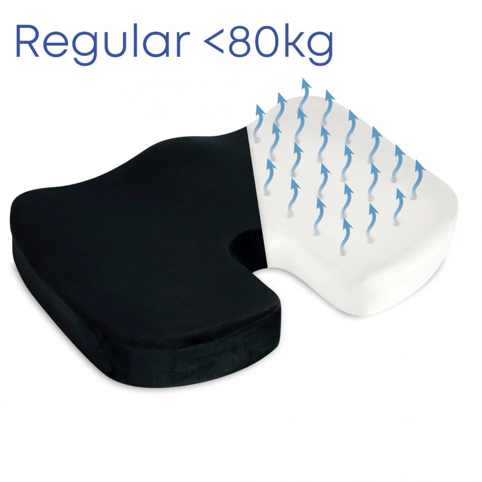 Perna de șezut pentru gravide | Perna Ortopedica Sezut Coccis pentru orice Scaun | Spuma cu Memorie | Fermitate Regular | Cu Perforatii