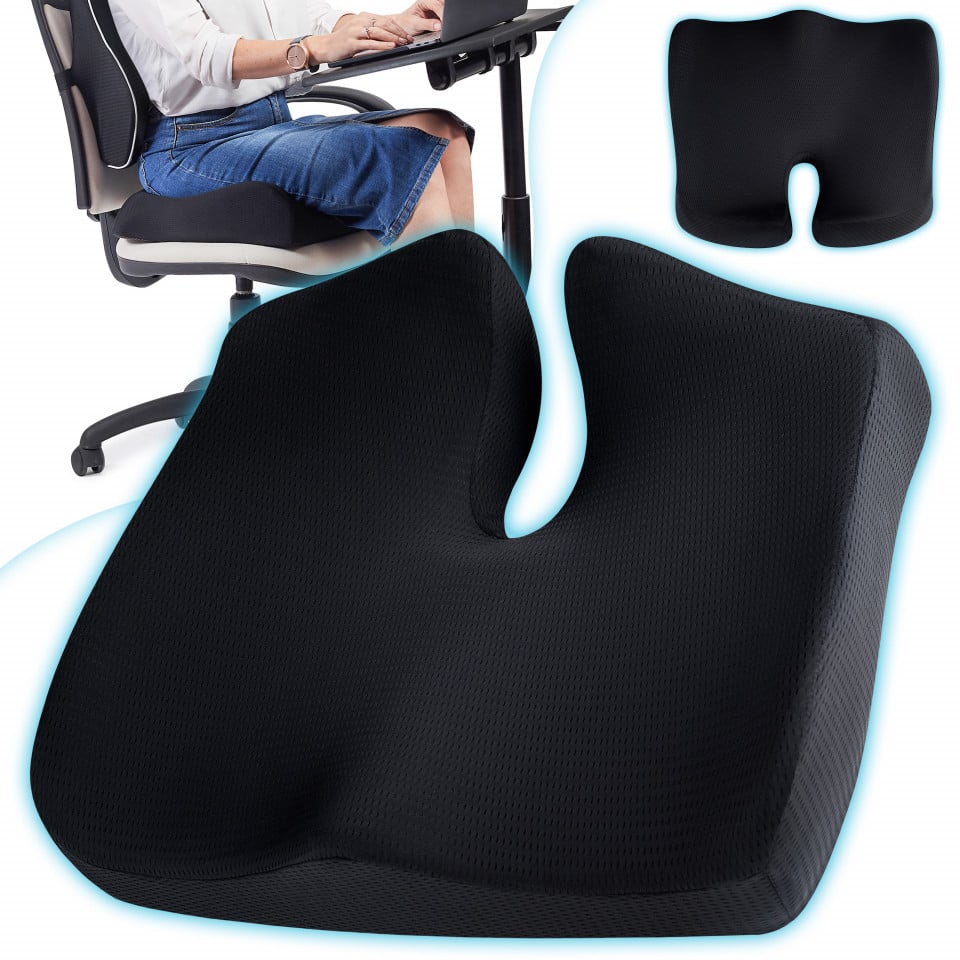 Perna de șezut pentru gravide | Perna Ortopedica Suport Coccis Confort pentru scaun de birou sau masina cu spuma cu memorie