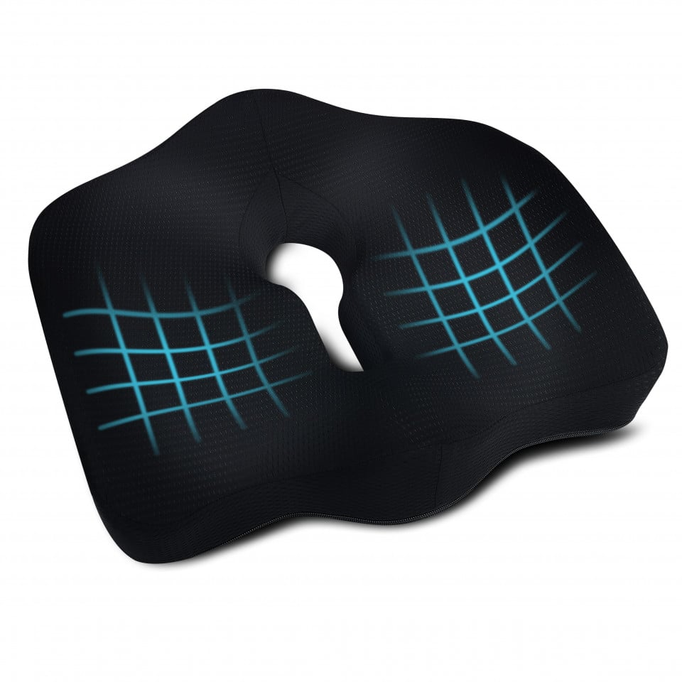 Perna de șezut pentru gravide | Perna Ortopedica Suport Coccis pentru scaun de birou sau masina cu spuma cu memorie, pentru hemoroizi