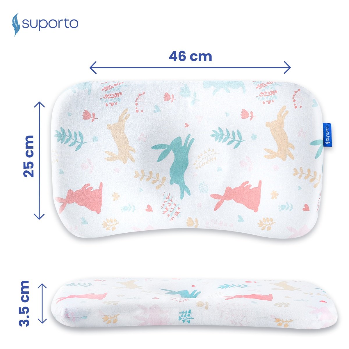 Perna ortopedica Baby pentru nou nascuti 8-24 luni | Multicolora cu Iepurasi | impotriva plagiocefaliei