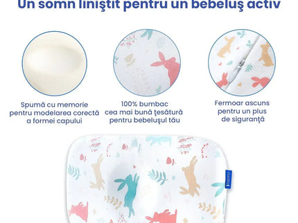 Perna ortopedica Baby pentru nou nascuti 8-24 luni | Multicolora cu Iepurasi | impotriva plagiocefaliei - Bebeboo - Totul pentru copii. Jucării, Hăinuțe, Perne, Mobilier, Textile