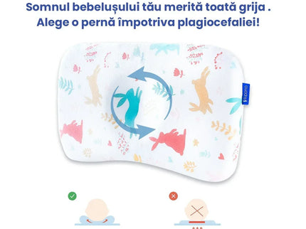 Perna ortopedica Baby pentru nou nascuti 8-24 luni | Multicolora cu Iepurasi | impotriva plagiocefaliei - Bebeboo - Totul pentru copii. Jucării, Hăinuțe, Perne, Mobilier, Textile