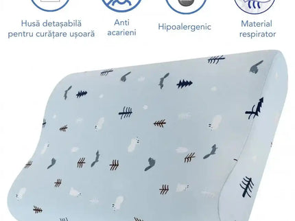 Perna pentru copii Toddler 24+ luni Albastra, Hipoalergenica, din spuma cu memorie - Bebeboo - Totul pentru copii. Jucării, Hăinuțe, Perne, Mobilier, Textile