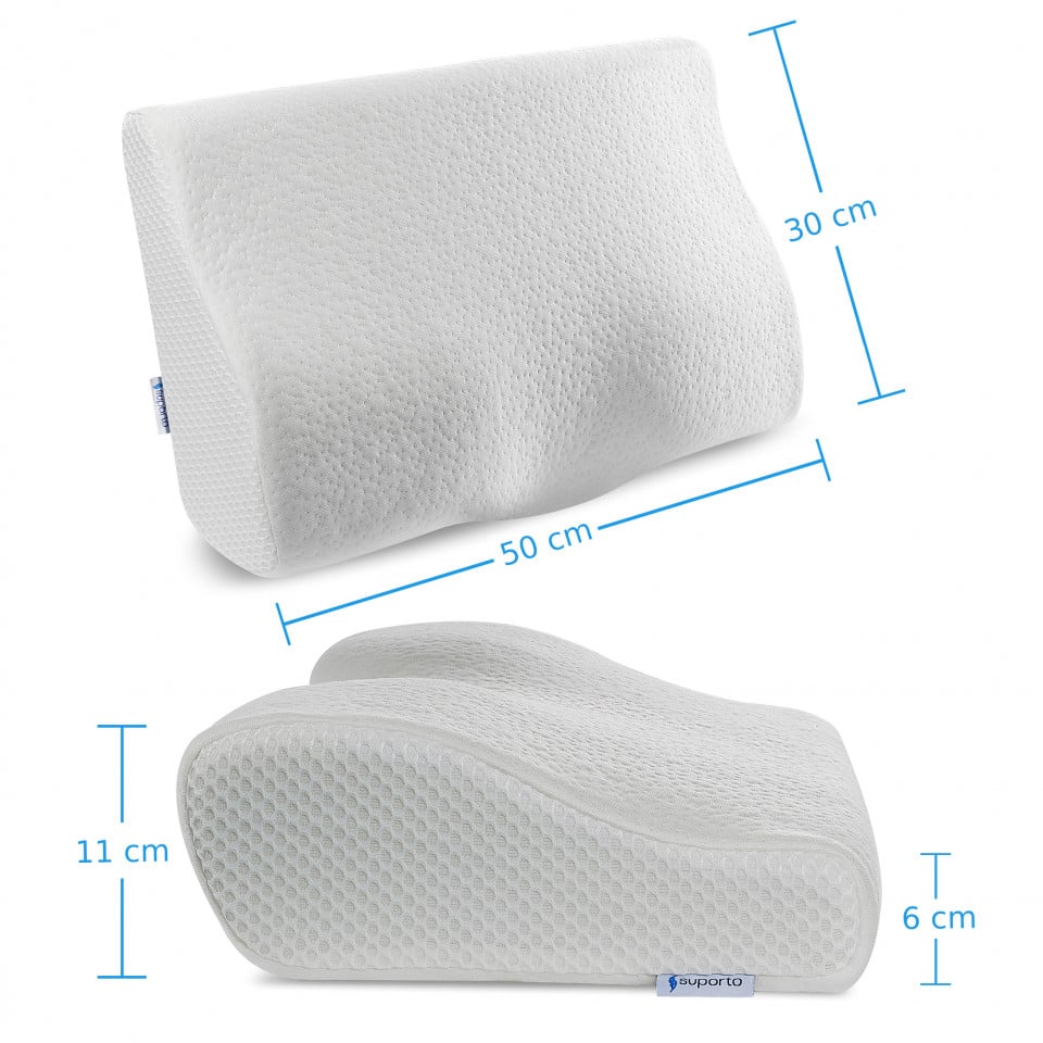 Set 4X perne cu suport cervical din spuma cu memorie pentru copii 12-16 ani 50x30, cu perforatii