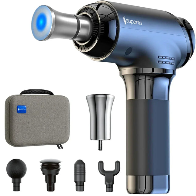 Pistol Masaj Premium Suporto F5 Titan, Massage Gun profesional cu percutii pentru Relaxare și Tonifiere, Ameliorarea Durerilor Musculare, Aparat Fizioterapie, Baterie de 4000 Mah 3h+, Amplitudine 10 mm, Cap special Titan, Geanta Transport, Argintiu - Bebeboo - Totul pentru copii. Jucării, Hăinuțe, Perne, Mobilier, Textile