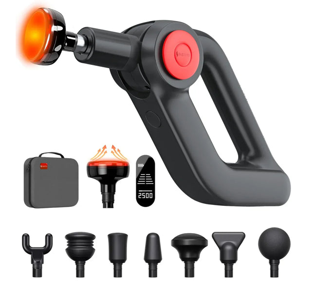 Pistol Masaj Premium Suporto F7 Pro, Aparat profesional Sportivi, Fizioterapeuti, Massage Gun pentru Detensionare și Tonifiere, Ameliorare Dureri Musculare, 4 Programe, 8 capete, Cap cu Incalzire, Baterie 4h+, Amplitudine 12 mm, Ecran OLED, Negru - Bebeboo - Totul pentru copii. Jucării, Hăinuțe, Perne, Mobilier, Textile
