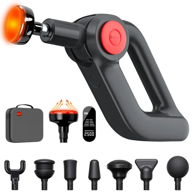 Pistol Masaj Premium Suporto F7 Pro, Aparat profesional Sportivi, Fizioterapeuti, Massage Gun pentru Detensionare și Tonifiere, Ameliorare Dureri Musculare, 4 Programe, 8 capete, Cap cu Incalzire, Baterie 4h+, Amplitudine 12 mm, Ecran OLED, Negru - Bebeboo - Totul pentru copii. Jucării, Hăinuțe, Perne, Mobilier, Textile