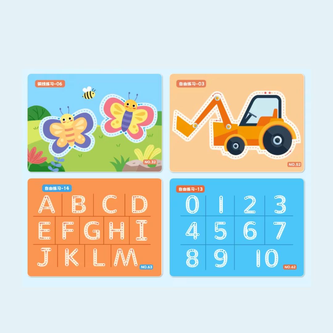 Planșe educative de scris, reutilizabile, 32 buc