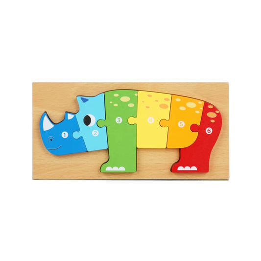 Puzzle 3D din lemn, 6-9 piese, 2 ani+