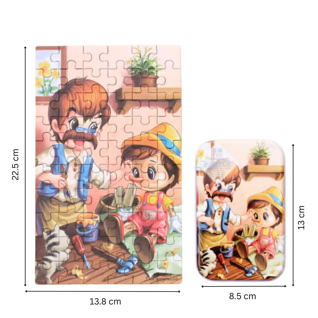 Puzzle cu 60 piese în cutie metalică