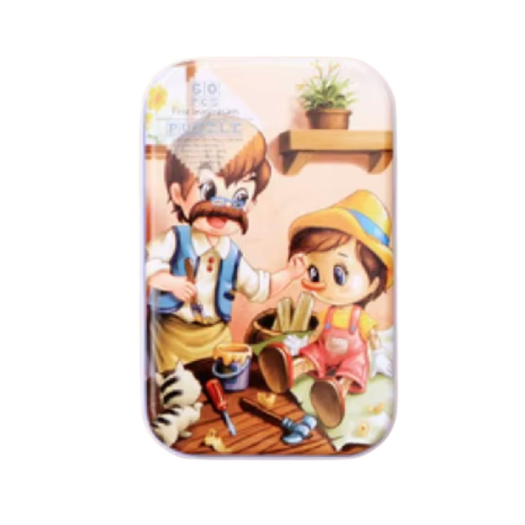 Puzzle cu 60 piese în cutie metalică