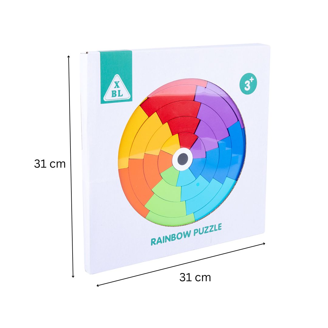 Puzzle curcubeu din lemn, tip Montessori