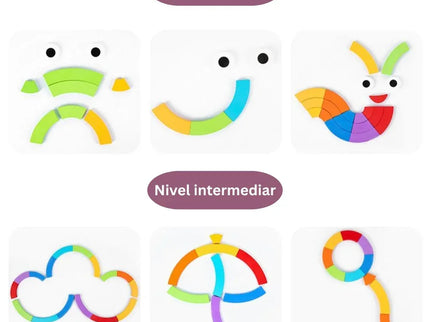 Puzzle curcubeu din lemn, tip Montessori - Bebeboo - Totul pentru copii. Jucării, Hăinuțe, Perne, Mobilier, Textile