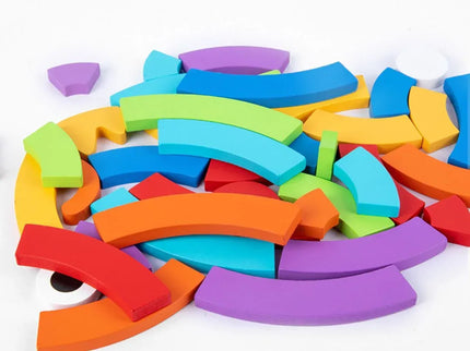Puzzle curcubeu din lemn, tip Montessori - Bebeboo - Totul pentru copii. Jucării, Hăinuțe, Perne, Mobilier, Textile