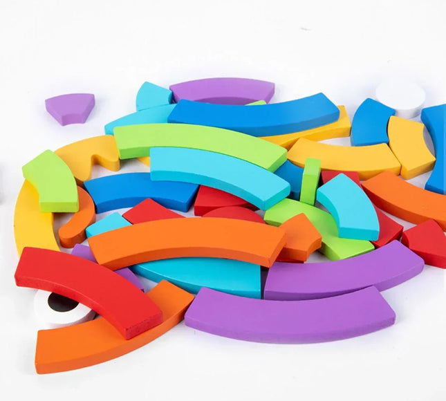Puzzle curcubeu din lemn, tip Montessori - Bebeboo - Totul pentru copii. Jucării, Hăinuțe, Perne, Mobilier, Textile
