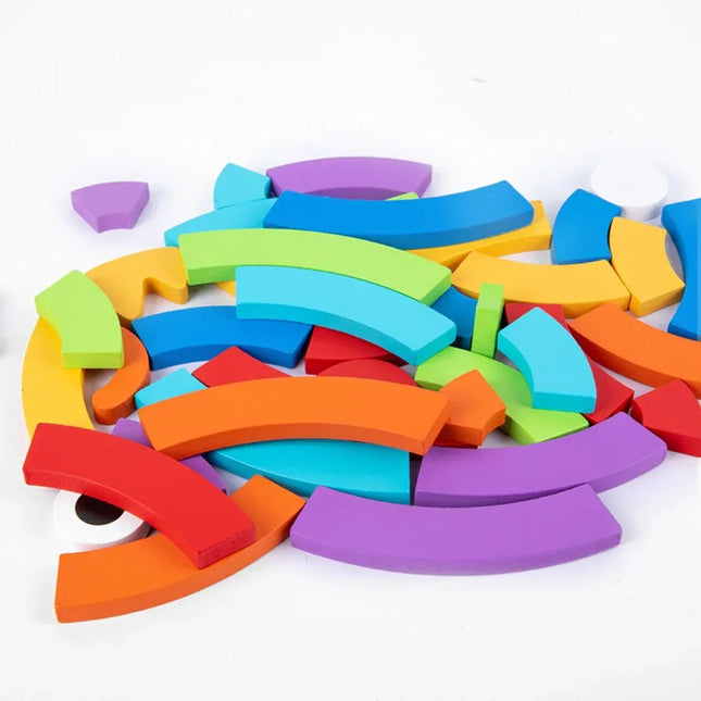 Puzzle curcubeu din lemn, tip Montessori - Bebeboo - Totul pentru copii. Jucării, Hăinuțe, Perne, Mobilier, Textile