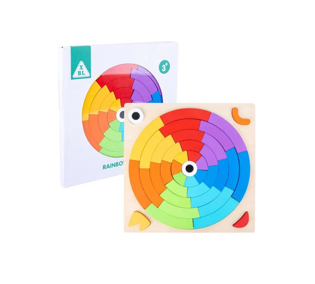 Puzzle curcubeu din lemn, tip Montessori - Bebeboo - Totul pentru copii. Jucării, Hăinuțe, Perne, Mobilier, Textile