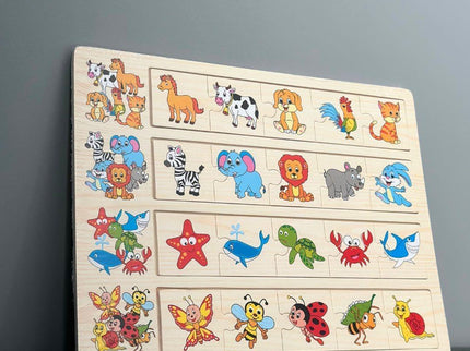 Puzzle educativ de asociere, 4 categorii - animale, insecte și viețuitoare marine - Bebeboo - Totul pentru copii. Jucării, Hăinuțe, Perne, Mobilier, Textile