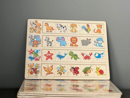 Puzzle educativ de asociere, 4 categorii - animale, insecte și viețuitoare marine - Bebeboo - Totul pentru copii. Jucării, Hăinuțe, Perne, Mobilier, Textile