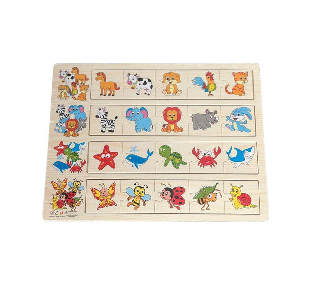 Puzzle educativ de asociere, 4 categorii - animale, insecte și viețuitoare marine - Bebeboo - Totul pentru copii. Jucării, Hăinuțe, Perne, Mobilier, Textile