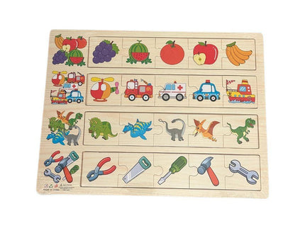 Puzzle educativ de asociere, 4 categorii - fructe, vehicule, dinozauri și unelte - Bebeboo - Totul pentru copii. Jucării, Hăinuțe, Perne, Mobilier, Textile