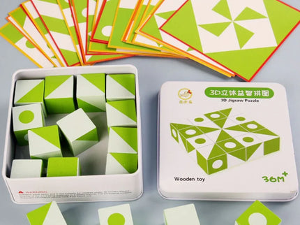 Puzzle geometric 3D cu carduri și cuburi - Bebeboo - Totul pentru copii. Jucării, Hăinuțe, Perne, Mobilier, Textile